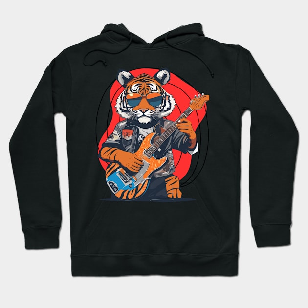 Tiger Play Guitar Hoodie by ReaBelle